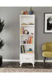 KZNMOB HOME Kartopu Çekmeceli Country Kitaplık Beyaz - Tamamı 1. Kalite Mdf thumbnail 1