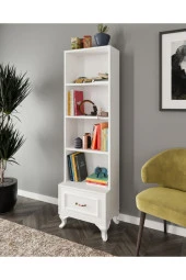 KZNMOB HOME Kartopu Çekmeceli Country Kitaplık Beyaz - Tamamı 1. Kalite Mdf thumbnail 2