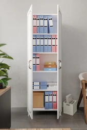 KZNMOB HOME 2 Kapaklı 5 Bölmeli Geniş Dosya, Klasör Evrak, Ofis Dolabı Beyaz - Tamamı 1. Kalite MDF - 3