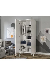 KZNMOB HOME Kartopu 2 Kapaklı Country Gardırop Elbise Dolabı - Tamamı 1. Kalite Mdf - 2