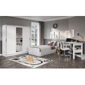 KZNMOB HOME Anemon 3 Parçalı Tek Kişilik Mdf Yatak Odası Takımı - Tamamı 1. Kalite Mdf Gardrop, Masa, Karyola - 1