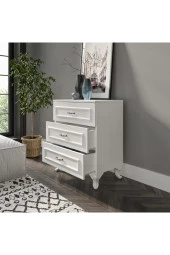 KZNMOB HOME Kartopu 3 Çekmeceli Country Şifonyer Tamamı Mdf - 2
