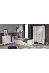 KZNMOB HOME Kartopu Country Oda Takımı - 3 Kapaklı Gardırop, Yavrulu Karyola, 3 Çekmeceli Şifonyer Tamamı Mdf - 2