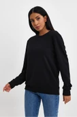 Kadın Bisiklet Yaka Rahat Kalıp 3 iplik Kalın Sweatshirt SPR24SWK-36 - 2