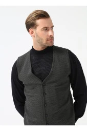 V Yaka Kapitone Antrasit Erkek Kazak Tr2013700297 - 2