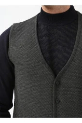 V Yaka Kapitone Antrasit Erkek Kazak Tr2013700297 - 5