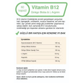 Mindivan Vitamin B12 &Ginkgo Bloba Ekstresi & L Arginin 60 x 500 mg - 2