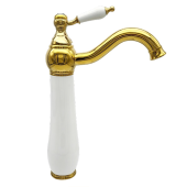 Pure Beyaz Gold Tezgah Üstü Çanak Lavabo Bataryası Armatürü (WG-218) - 1