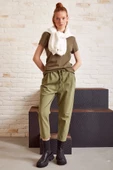 Beli İpli Salaş Gabardin Pantolon Haki - 1