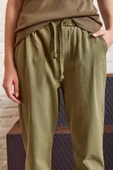 Beli İpli Salaş Gabardin Pantolon Haki - 5