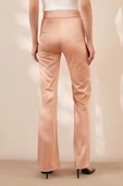 Asimetrik Yüksek Bel Pantolon Pudra - 5
