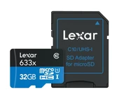 Lexar 32GB 633x 95Mb/s U1 A1 V10 Micro SD Hafıza Kartı + SD Adaptör - 1