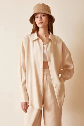 Basic Modal Gömlek Bej thumbnail 4