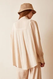 Basic Modal Gömlek Bej thumbnail 6