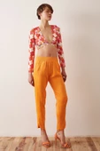 Beli Lastikli Saten Pantolon Turuncu thumbnail 3