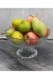 Ayaklı Meyve - Salata - Servis - Cam Sunum Kasesi Yaldızlı - 1