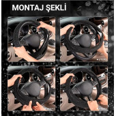 İthal Geçmeli Taşlı Direksiyon Kılıfı Bayanlara Özel Tasarım Bej renk - 3