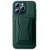 HDD iPhone 15 Pro Max Kılıf HD Deri Luxury Magnet Kartvizitli Kapak  Gri - 2