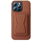 HDD iPhone 15 Pro Max Kılıf HD Deri Luxury Magnet Kartvizitli Kapak  Gri - 3