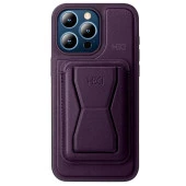 HDD iPhone 15 Pro Max Kılıf HD Deri Luxury Magnet Kartvizitli Kapak  Gri - 4