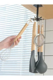 6 Kancalı Mutfak Banyo Döner Askı Kepçe Havlu Lif Askılığı Askılık Yapışkanlı Askı Fincan Askısı - 3