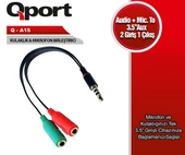 Qport Q-A15 Audio + Mic To 3.5MM 15Cm Kulaklık Çevirici - 2