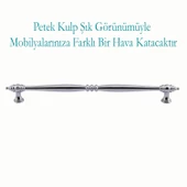 Petek Lüx Mutfak Mobilya Çekmece Dolabı Dolap Kapak Kulpu Kulbu Düz Metal Kulpları Kulpu 224 Mm Krom thumbnail 3