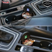 Üniversal 7 Renkli Işıklı Porselen Yanmaz Koku Geçirmez Lüx Oto Küllük Dumansız Kapaklı Spor Araç İçi Küllük Araba Küllüğü Gold - 3