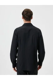 Slim Fit Gömlek Yarım İtalyan Yaka Düğmeli Dokulu thumbnail 4