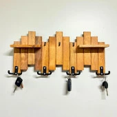 Ahşap Duvar Ve Kapı Askısı Elbise Anahtarlık Askılık Piyano Modeli 4 Askılı - 1