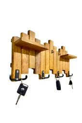 Ahşap Duvar Ve Kapı Askısı Elbise Anahtarlık Askılık Piyano Modeli 4 Askılı - 2