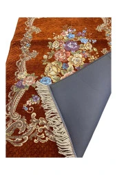 Tarçın Goblen Desenli Kadife Kalın Visko Astarlı Seccade - 2