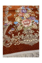 Tarçın Goblen Desenli Kadife Kalın Visko Astarlı Seccade - 3