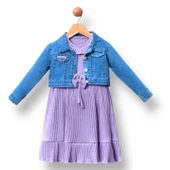 Kot Ceketli Kız Çocuk Elbise MNK2119 thumbnail 6