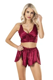 GBMOTİON Bordo Saten Gecelik Model 404 - 1