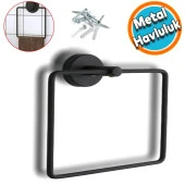 Kare Siyah Havluluk Lavabo Banyo Mutfak Aparat Standı Bez Havlu Askısı Paslanmaz Metal Vidalı - 1