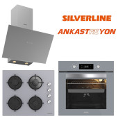 Silverline Gri Cam Ankastre Set Bo65e4s01-Cs5349s01-3481 Flam Gri - 1
