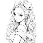 Barbie Anime Bebek Gri Tonlamalı Boyama Kitabı (100 Tam Sayfa) - 9