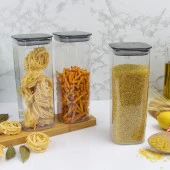 3 Adet 1.7 Lt İstiflenebilir Kristal Vakumlu Erzak Kabı 1.7 Lt Vakumlu Saklama Kabı - 1