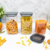 12 Adet 1.1 Lt İstiflenebilir Kristal Vakumlu Erzak Kabı 1.1 Lt Vakumlu Saklama Kabı - 1