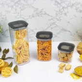 12 Adet İstiflenebilir Kristal Vakumlu Erzak Kabı Vakumlu Saklama Kabı Seti - 1