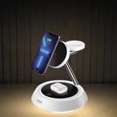 LinkTech W797 3in1 15W Hızlı Şarj Masaüstü Kablosuz Şarj Standı - 3