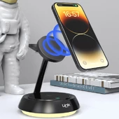 LinkTech W797 3in1 15W Hızlı Şarj Masaüstü Kablosuz Şarj Standı - 7
