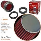 Universal Açık Hava Filtresi Kırmızı Ses & Performans Arttırıcı +6 Hp Aparatlı - 2