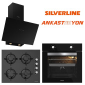 Silverline Siyah Cam Ankastre Set BO65E1B01-CS5349B01-3481 FLAM SİYAH - 1