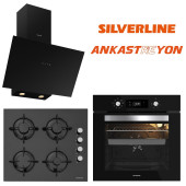 Silverline Siyah Cam Ankastre Set BO65E4B01-CS5349B01-3481 FLAM SİYAH - 1