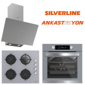 Silverline Gri Cam Ankastre Set BO65E5S01-CS5349S01-3481 FLAM GRİ - 1