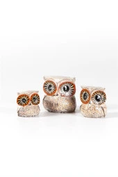 Ahşap Tombul Baykuş Üçlü Biblo No.1 thumbnail 6