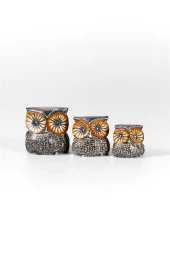 Ahşap Tombul Baykuş Üçlü Biblo No.2 thumbnail 3