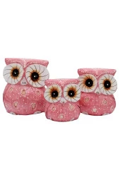 Ahşap Tombul Baykuş Üçlü Biblo No.4 thumbnail 7